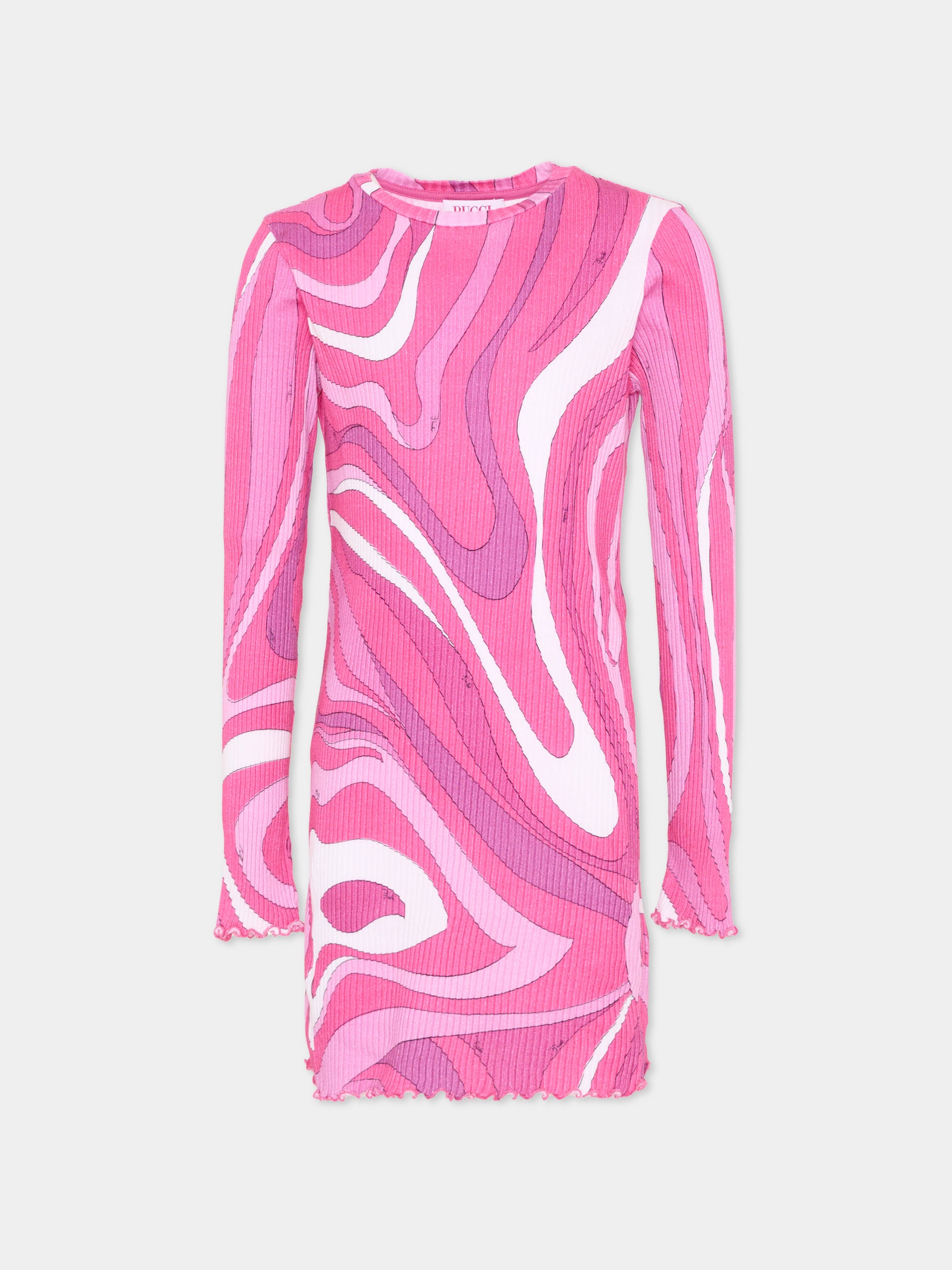 Vestito viola per bambina con vortici,Emilio Pucci Junior,PY1B21-Z3683 570BC