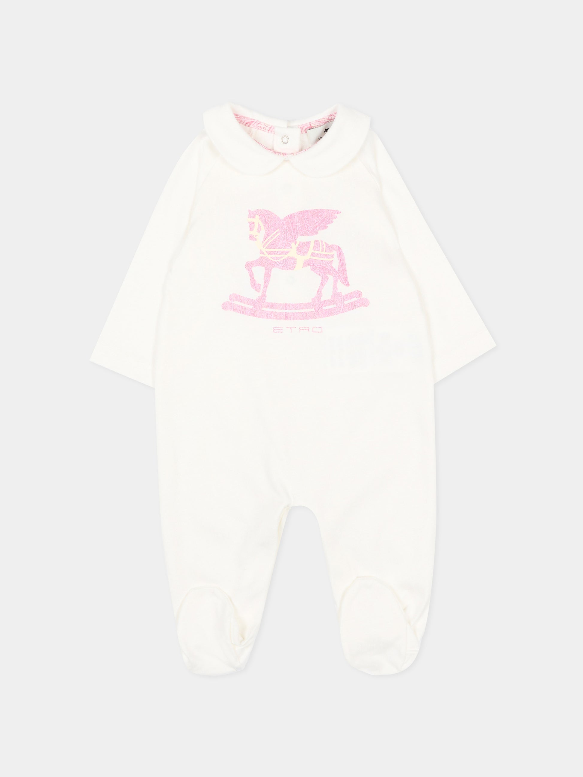 Set tutina avorio per neonata con logo Pegaso,Etro,GYB540-Z3672 102RS