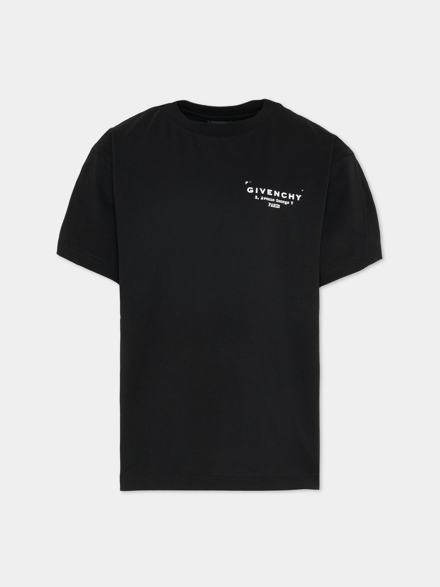 T-shirt nera per bambini con logo,Givenchy Kids,H31075 09B