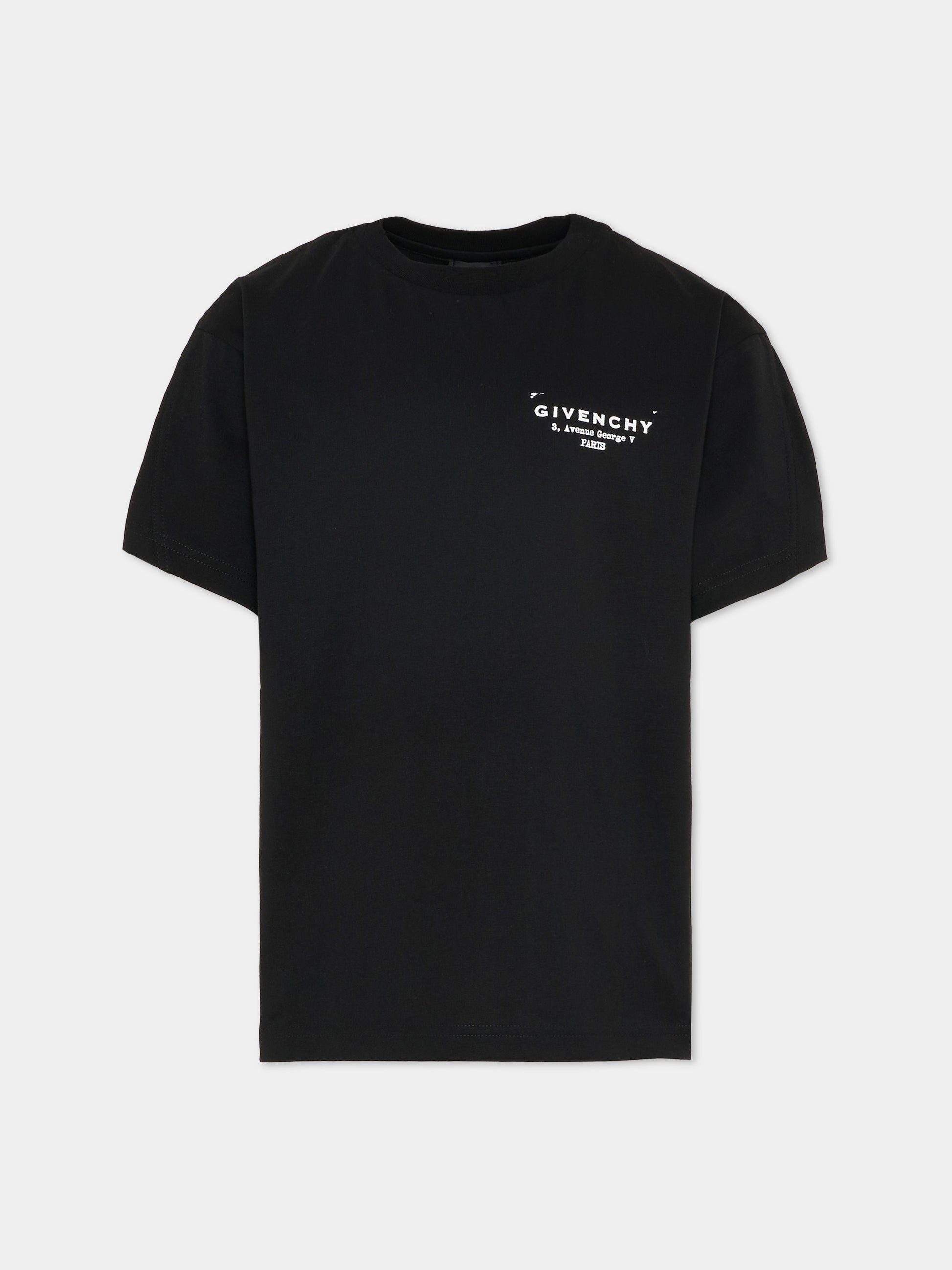 T-shirt nera per bambini con logo,Givenchy Kids,H31075 09B