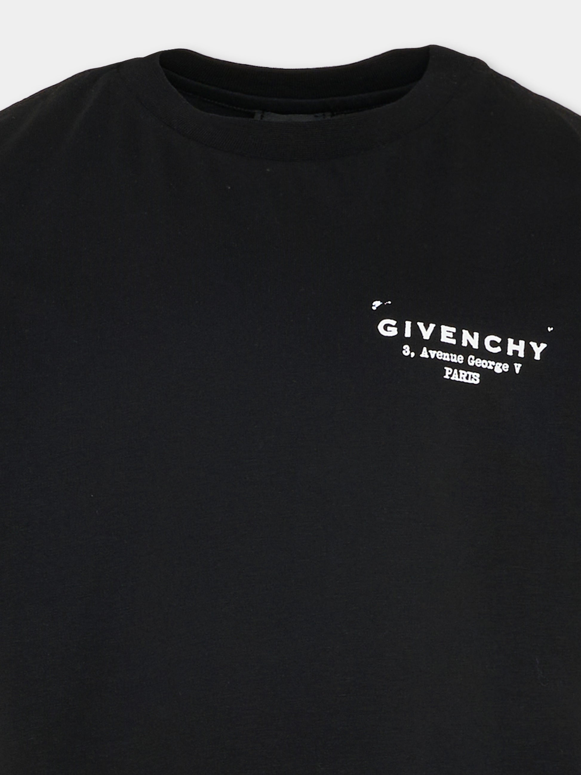 T-shirt nera per bambini con logo,Givenchy Kids,H31075 09B