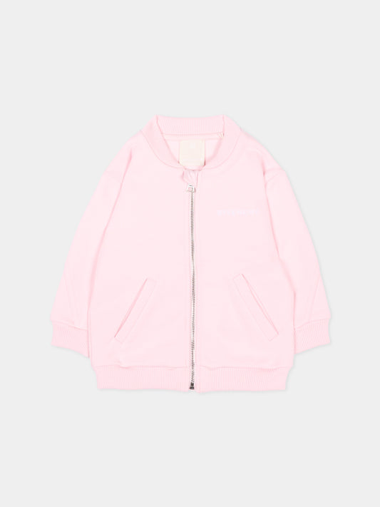 Felpa rosa per neonata con logo,Givenchy Kids,H31178 44Z