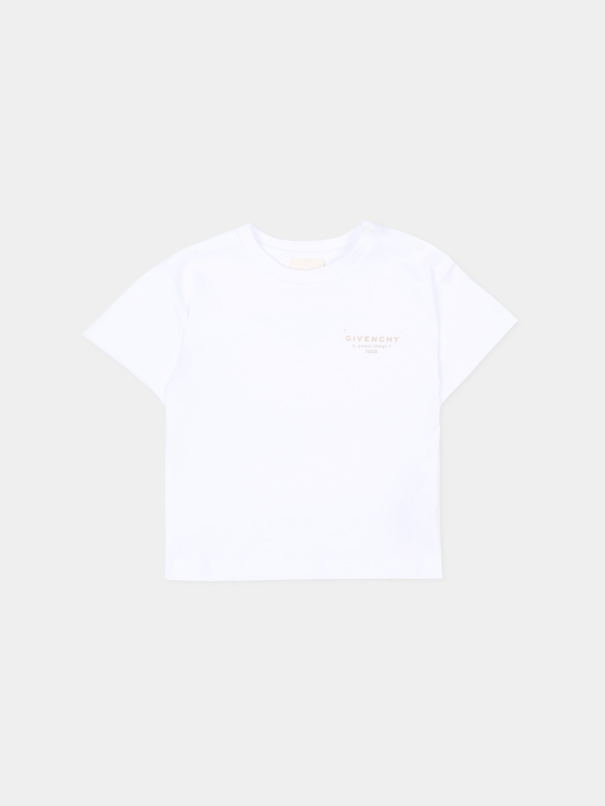 T-Shirt bianca per neonata con logo,Givenchy Kids,H31184 10P
