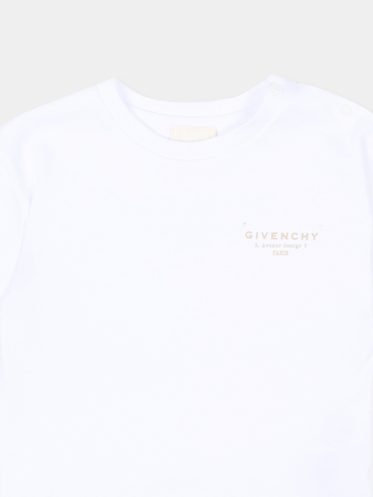 T-Shirt bianca per neonata con logo,Givenchy Kids,H31184 10P