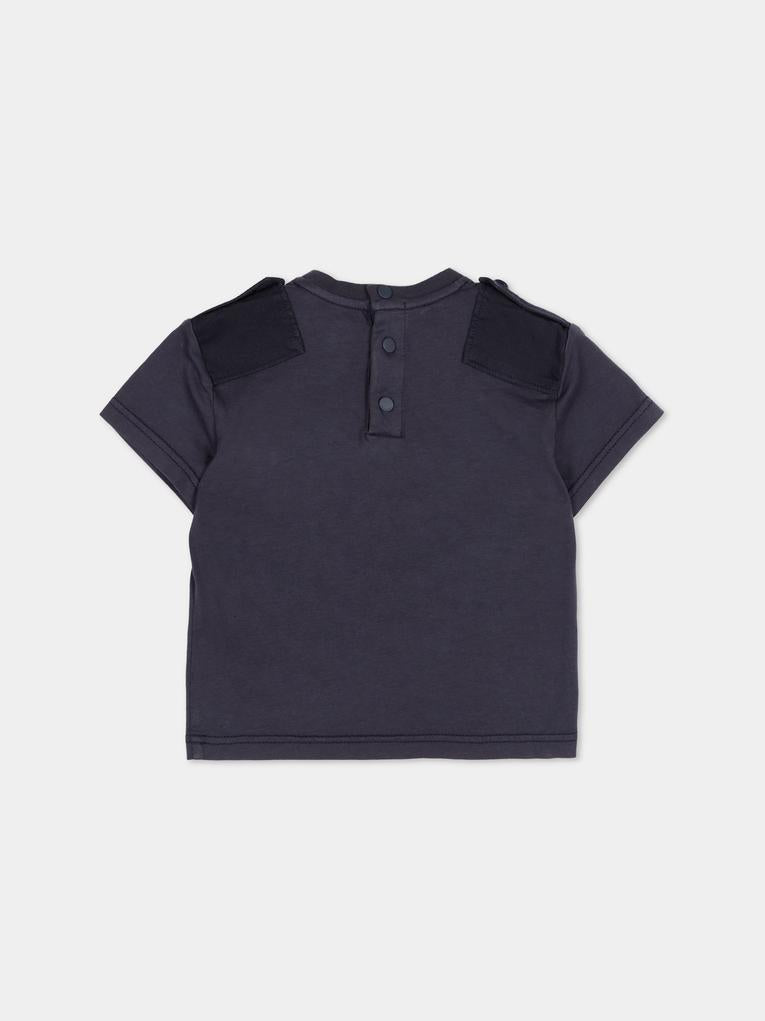 T-Shirt grigia per neonato con logo,Givenchy Kids,H31201 061