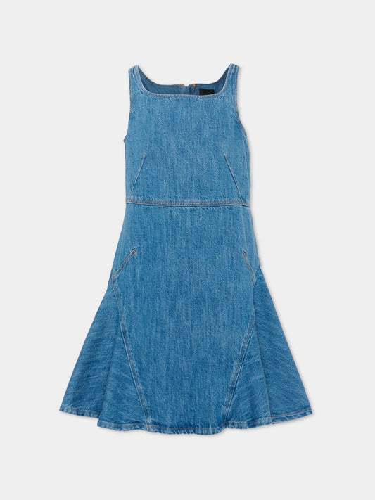 Vestito denim per bambina con patch logo,Givenchy Kids,H31217 Z10