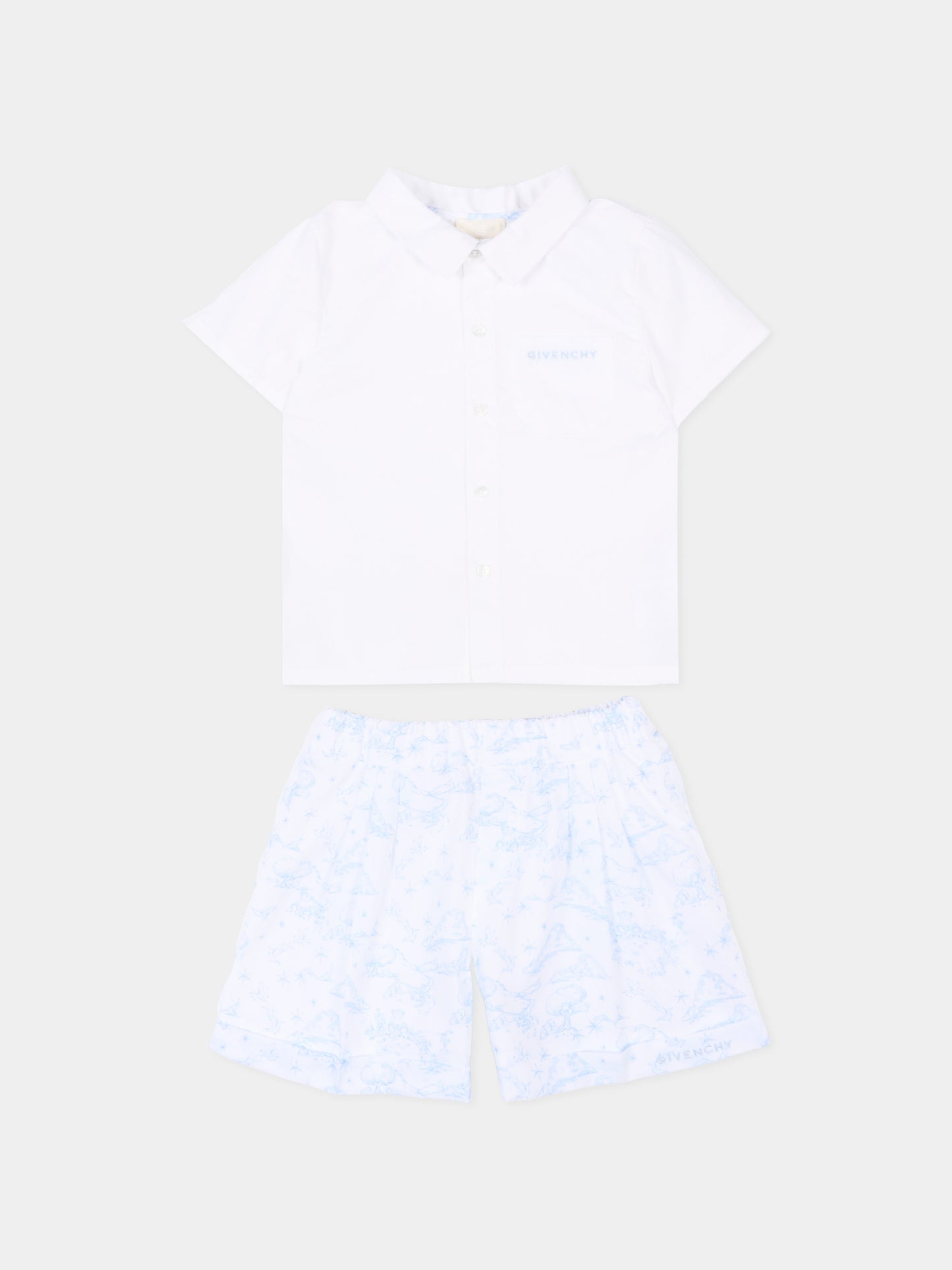 Completo sportivo multicolor per neonato con stampa marina,Givenchy Kids,H31262 N48