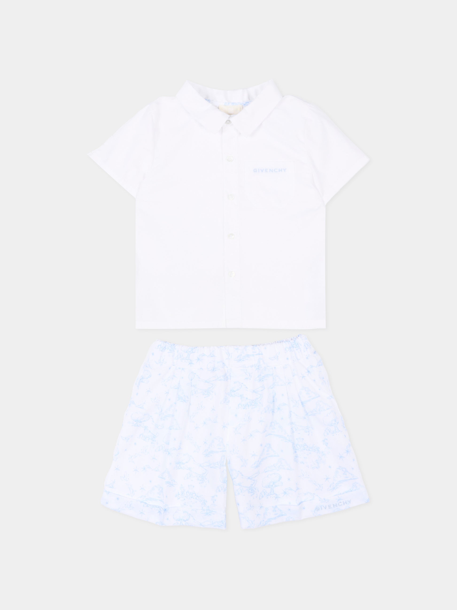 Completo sportivo multicolor per neonato con stampa marina,Givenchy Kids,H31262 N48