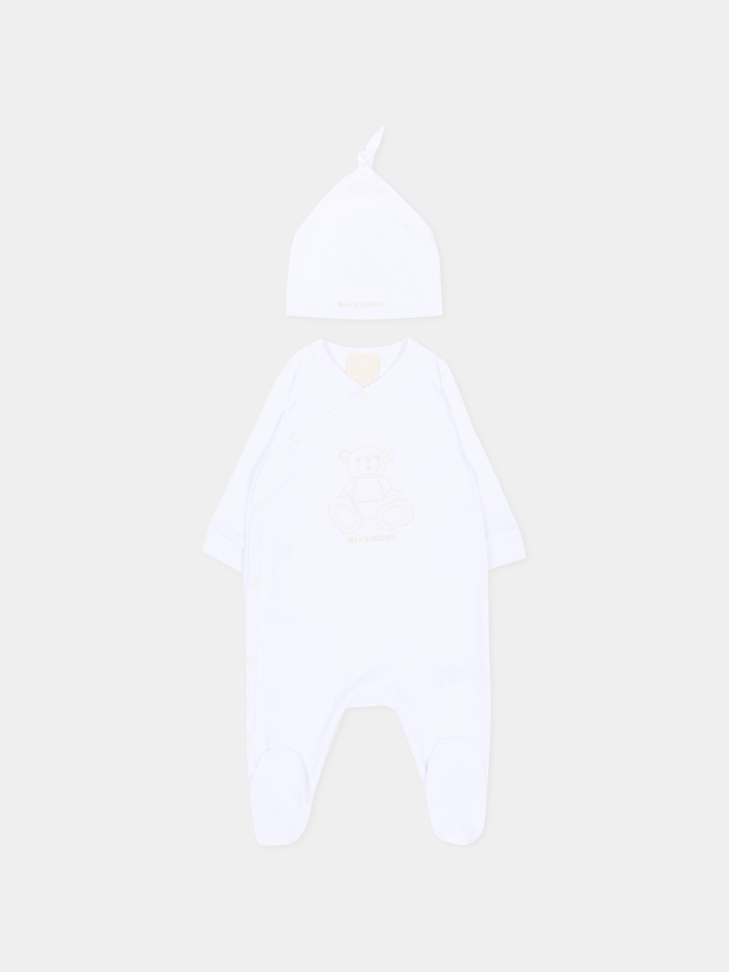 Set tutina bianco per neonati con logo e orsetto,Givenchy Kids,H31265 10P