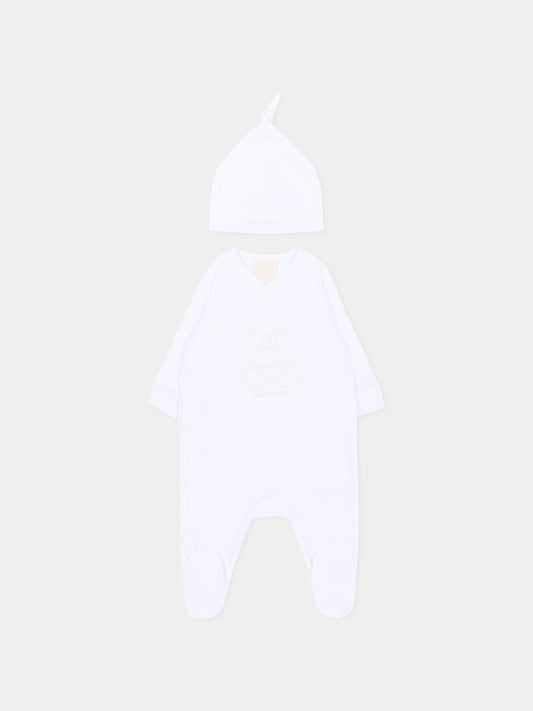 Set tutina bianco per neonati con logo e orsetto,Givenchy Kids,H31265 10P