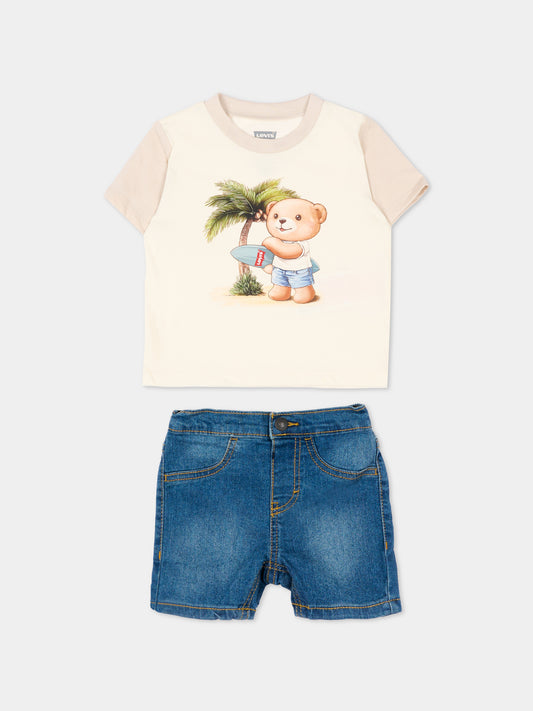 Completo sportivo multicolor per neonati con orsetto,Levi's Kids,6EP708 W0E