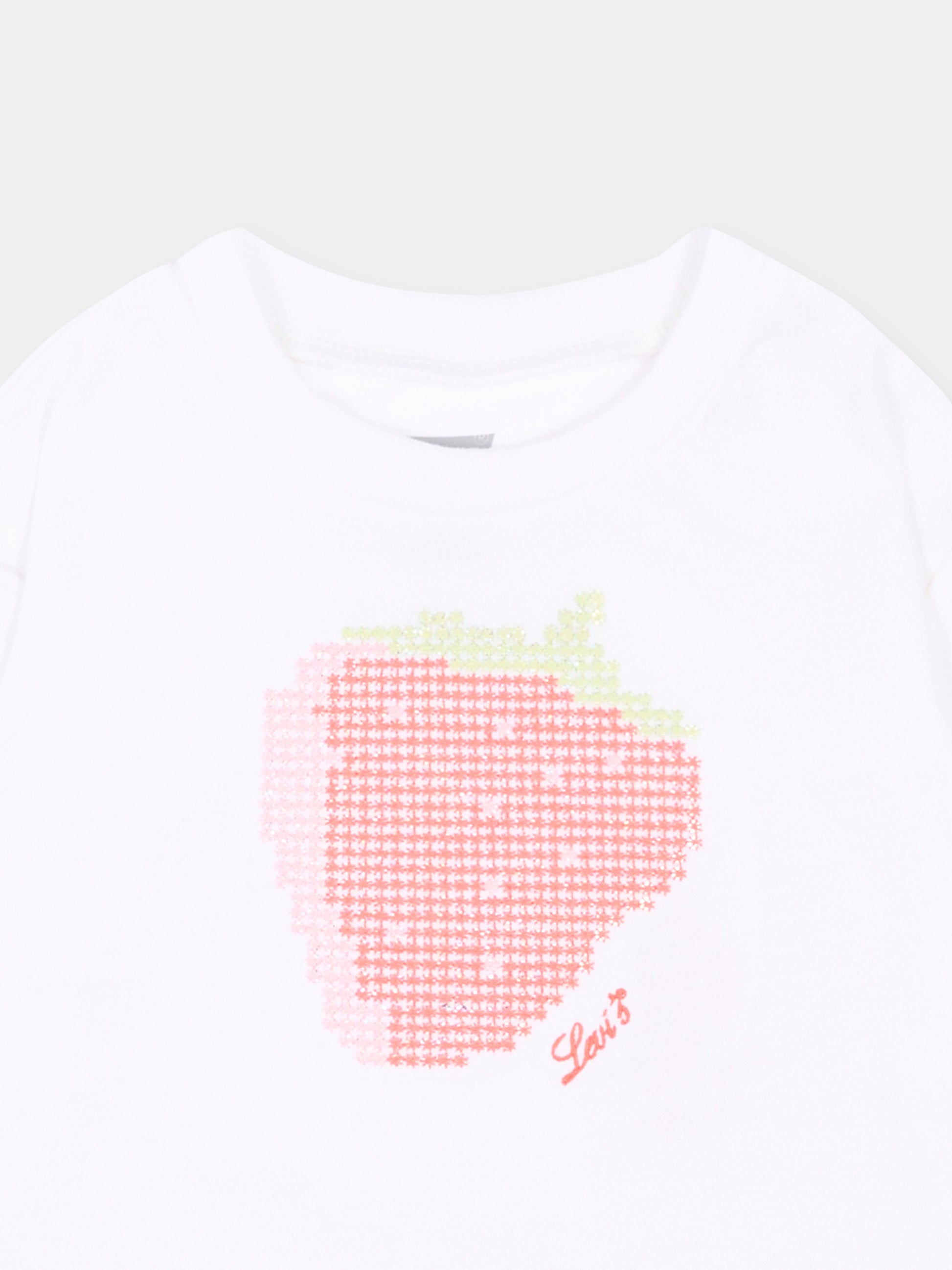 T-Shirt bianca per neonata con fragola,Levi's Kids,1EP666 W1T