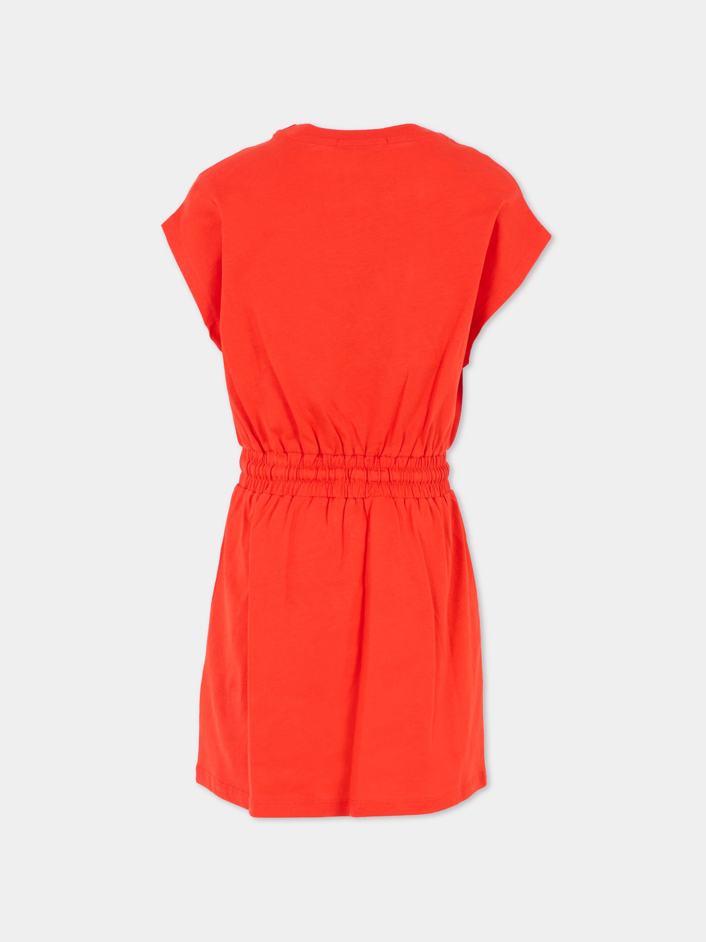 Vestito rosso per bambina con logo,Msgm Kids,MS029327 040