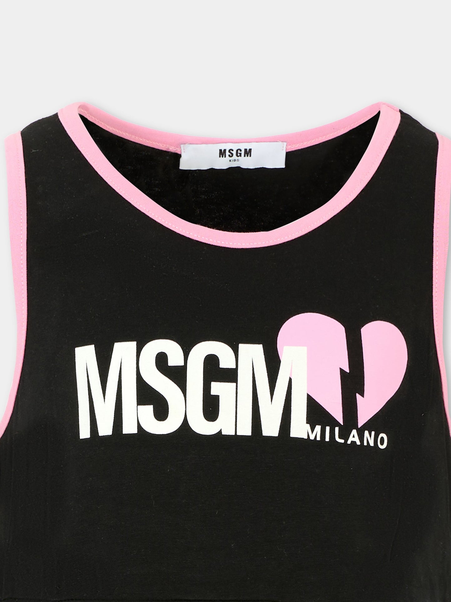 Top crop nero per bambina con logo,Msgm Kids,MS029334 110