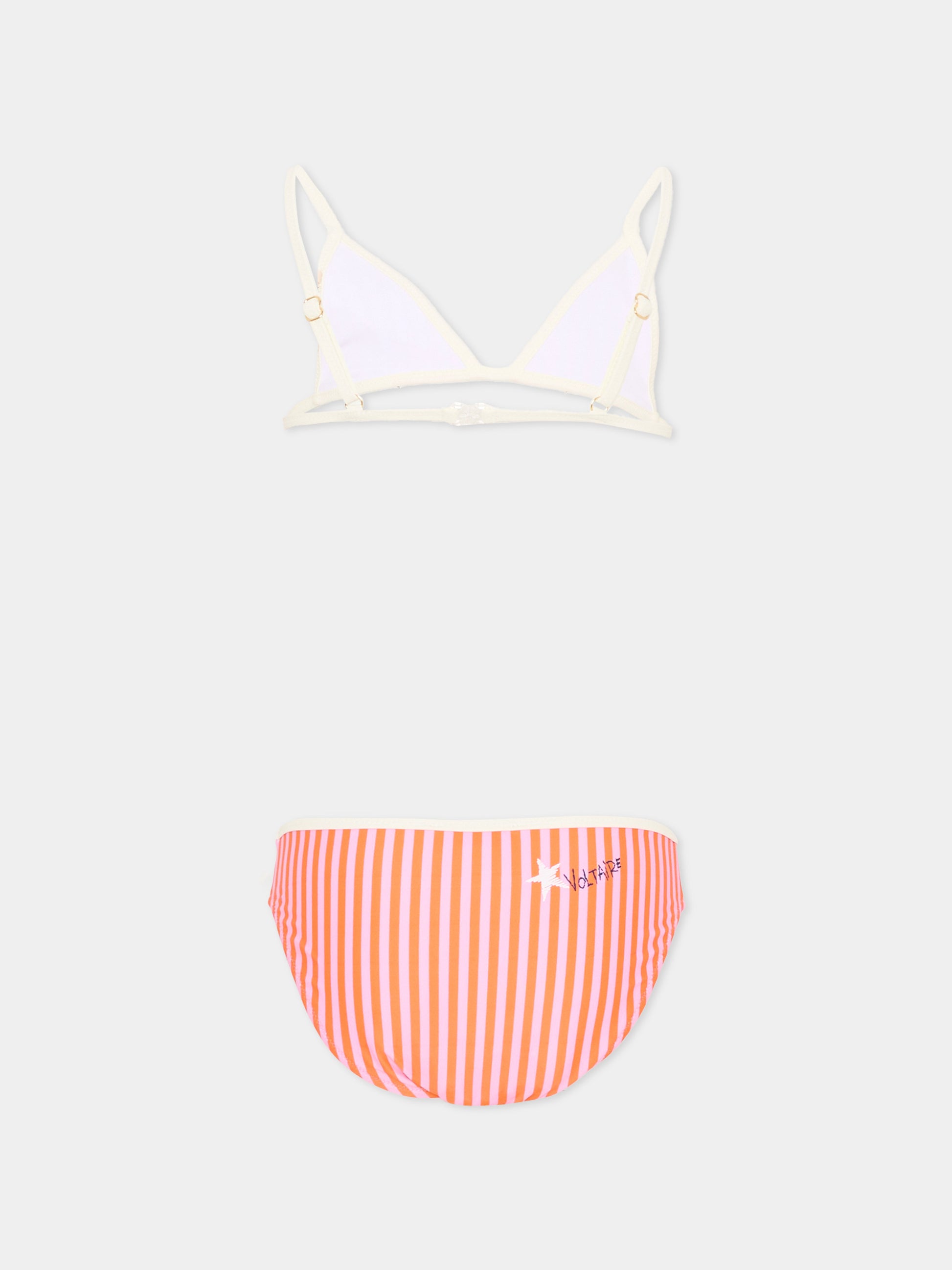 Slip e bikini arancione per bambina a righe,Zadig & Voltaire Kids,X60581 S04