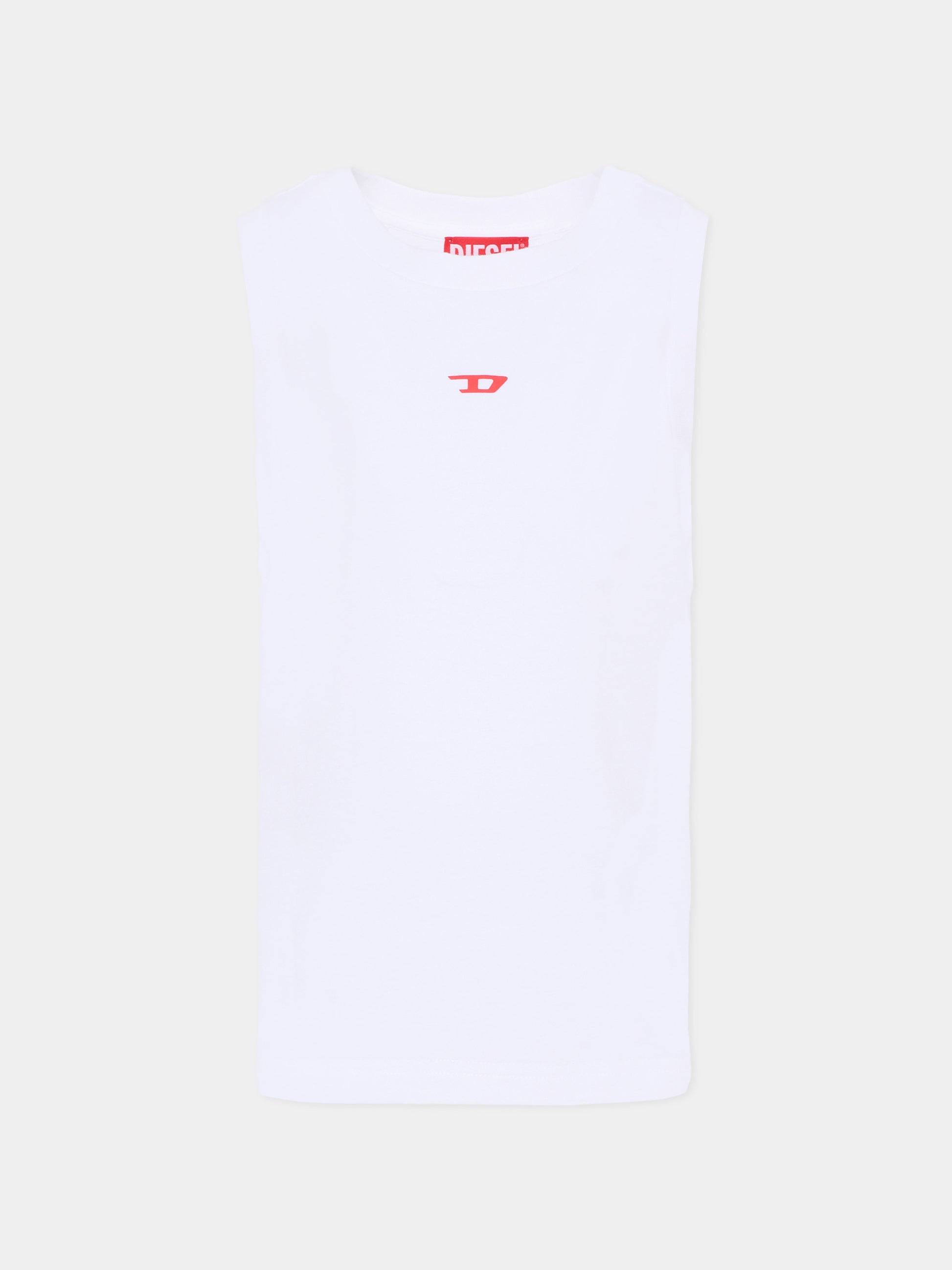 Canotta bianca per bambini con logo,Diesel,J02741 00YI9 K100
