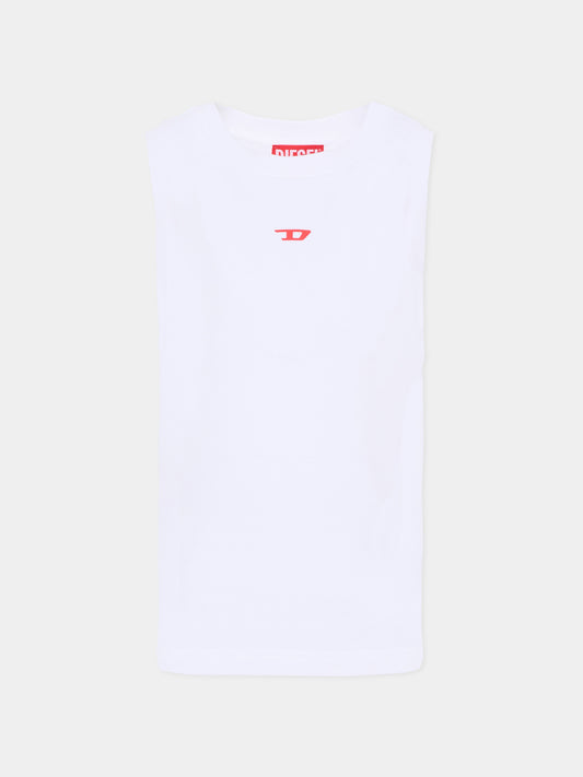 Canotta bianca per bambini con logo,Diesel,J02741 00YI9 K100