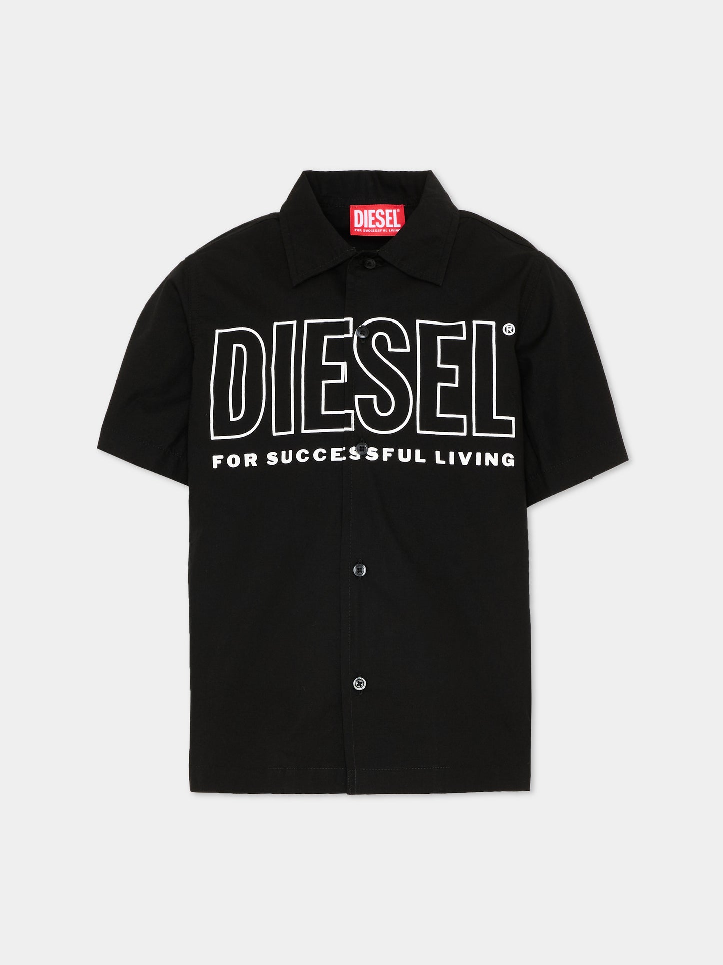 Camicia nera per bambino con logo,Diesel,J02743 KXBA8 K900