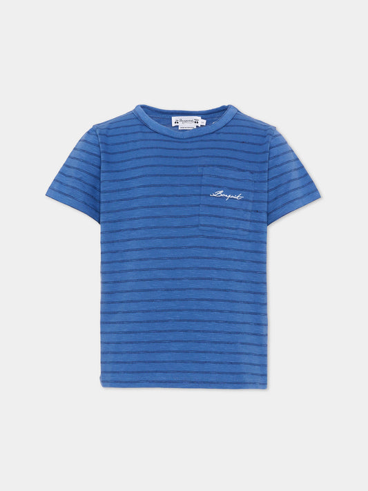 T-Shirt blu a righe per bambino,Bonpoint,S06BTSK00011 273