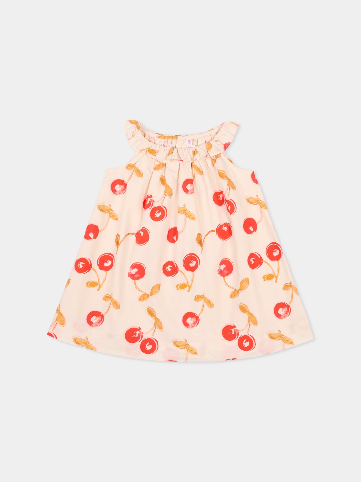 Vestito multicolor per neonata con stampa ciliegie,Bonpoint,S06XDRW00019 603A