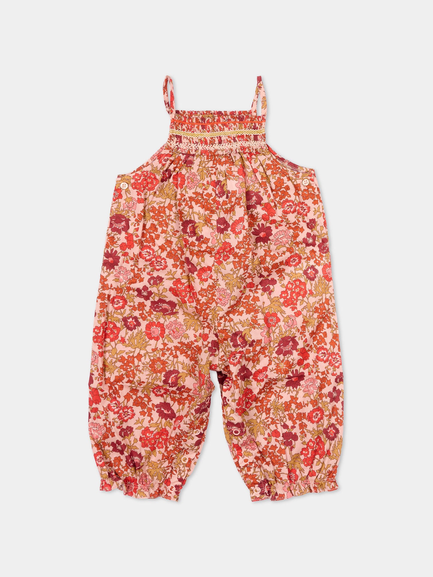 Salopette multicolor per neonata floreale,Bonpoint,S06XOVW00005 520