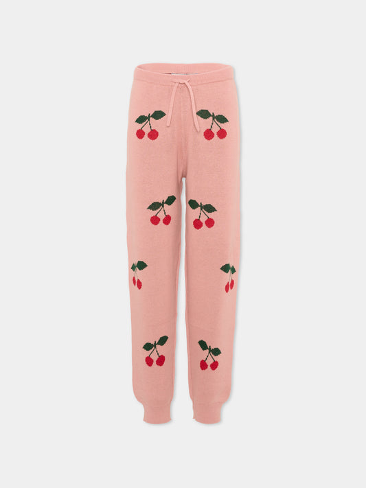 Pantaloni rosa per bambina con ciliegie,Konges Sløjd,KS104930 CHERRY