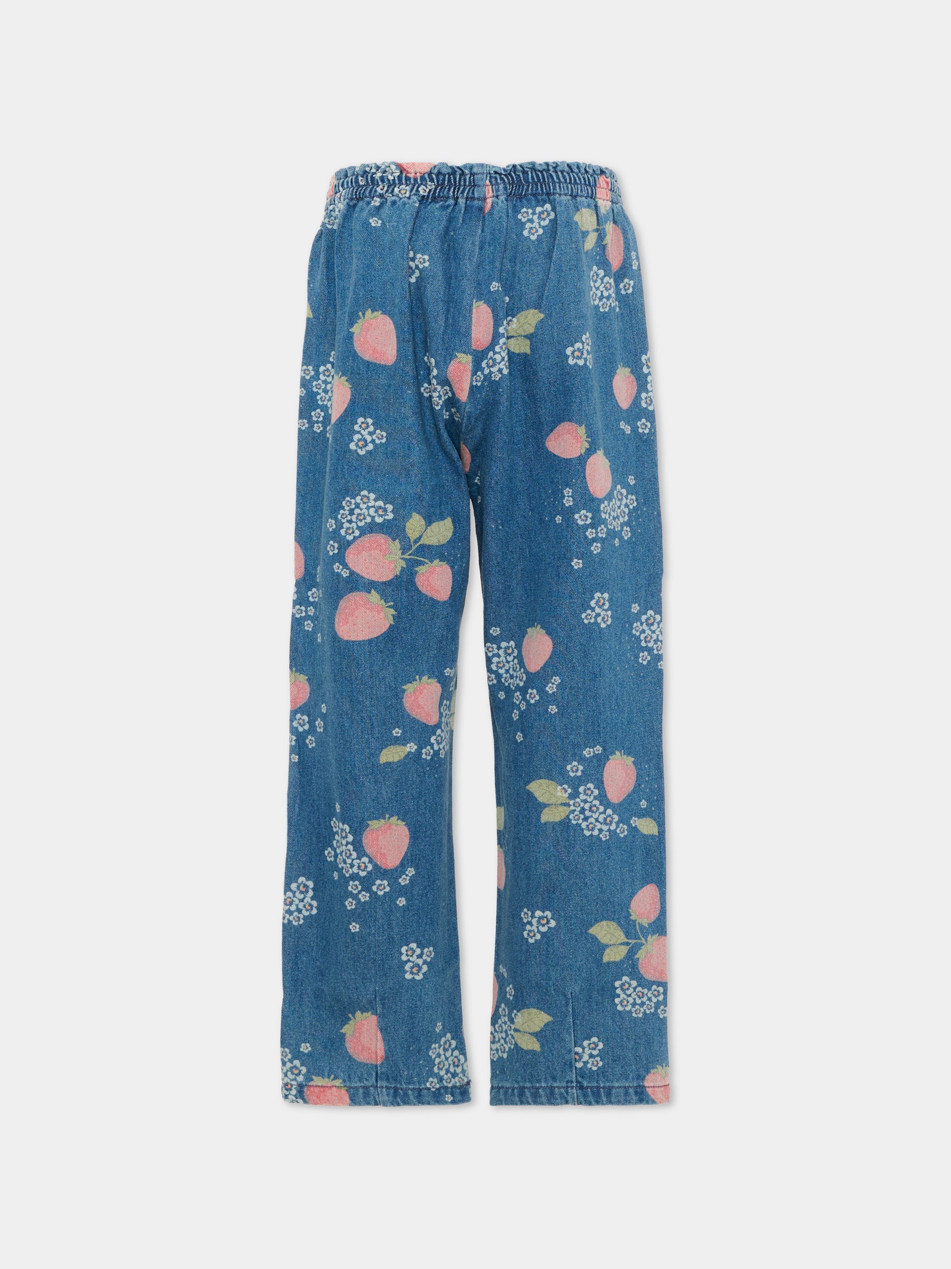 Jeans denim per bambina con fragole,Konges Sløjd,KS104970 MARMELADE SUN