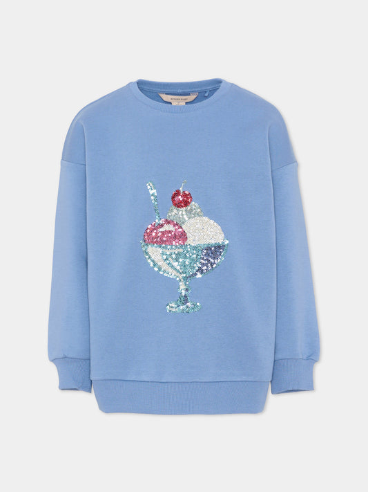 Felpa blu per bambina con gelato,Konges Sløjd,KS104948 COLONY BLUE