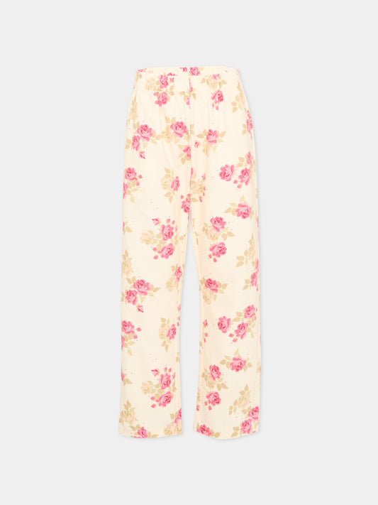 Pantaloni multicolor Midori Blanc per bambina floreali,Konges Sløjd,KS104970 MIDORI BLANC