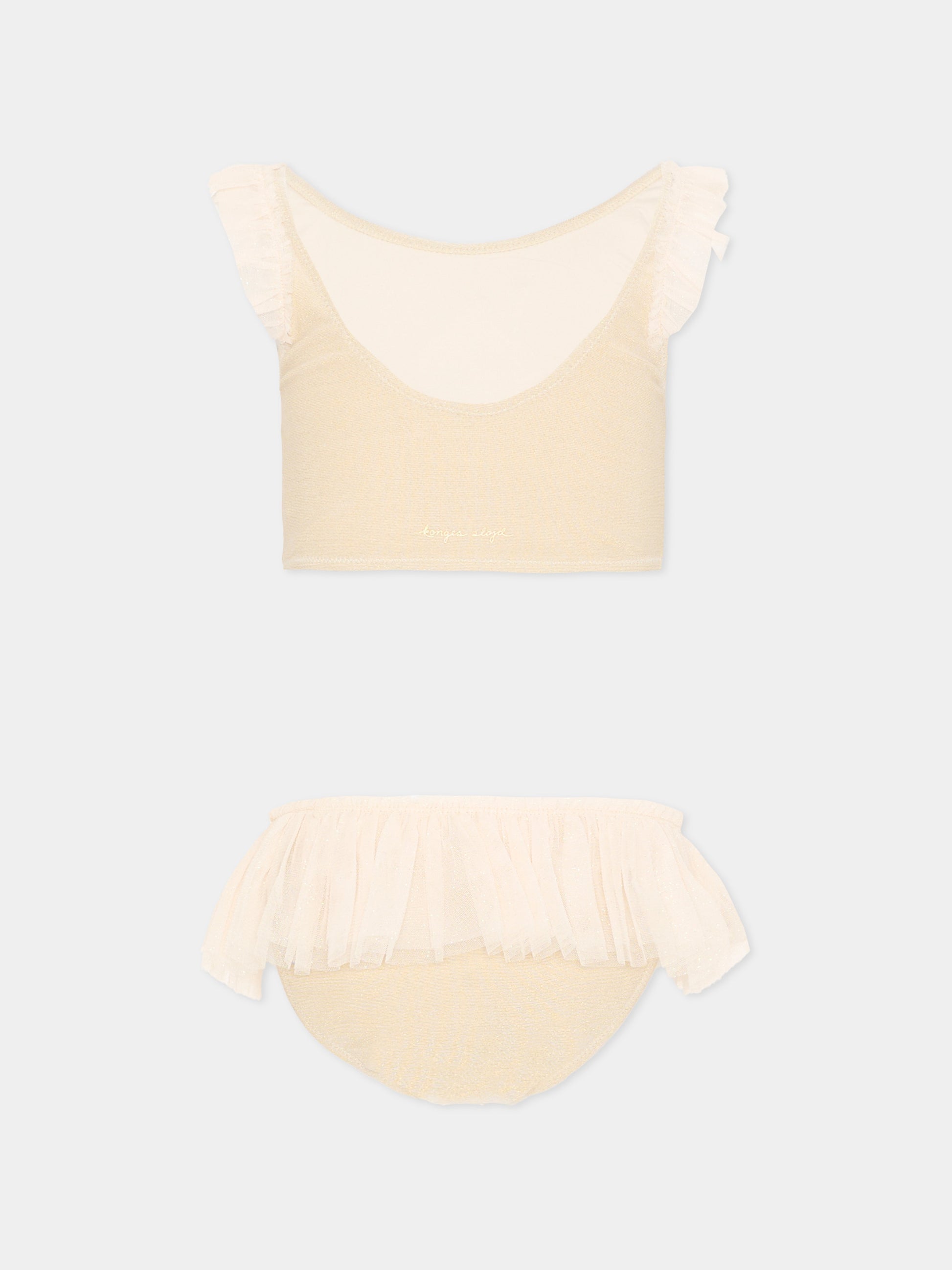 Slip bikini beige per bambina con tulle,Konges Sløjd,KS104631 ROSEWATER