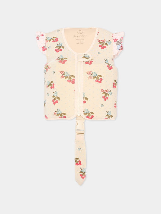 Giubbotto salvagente beige per bambina con pois,Konges Sløjd,KS104652 MARMELATTA