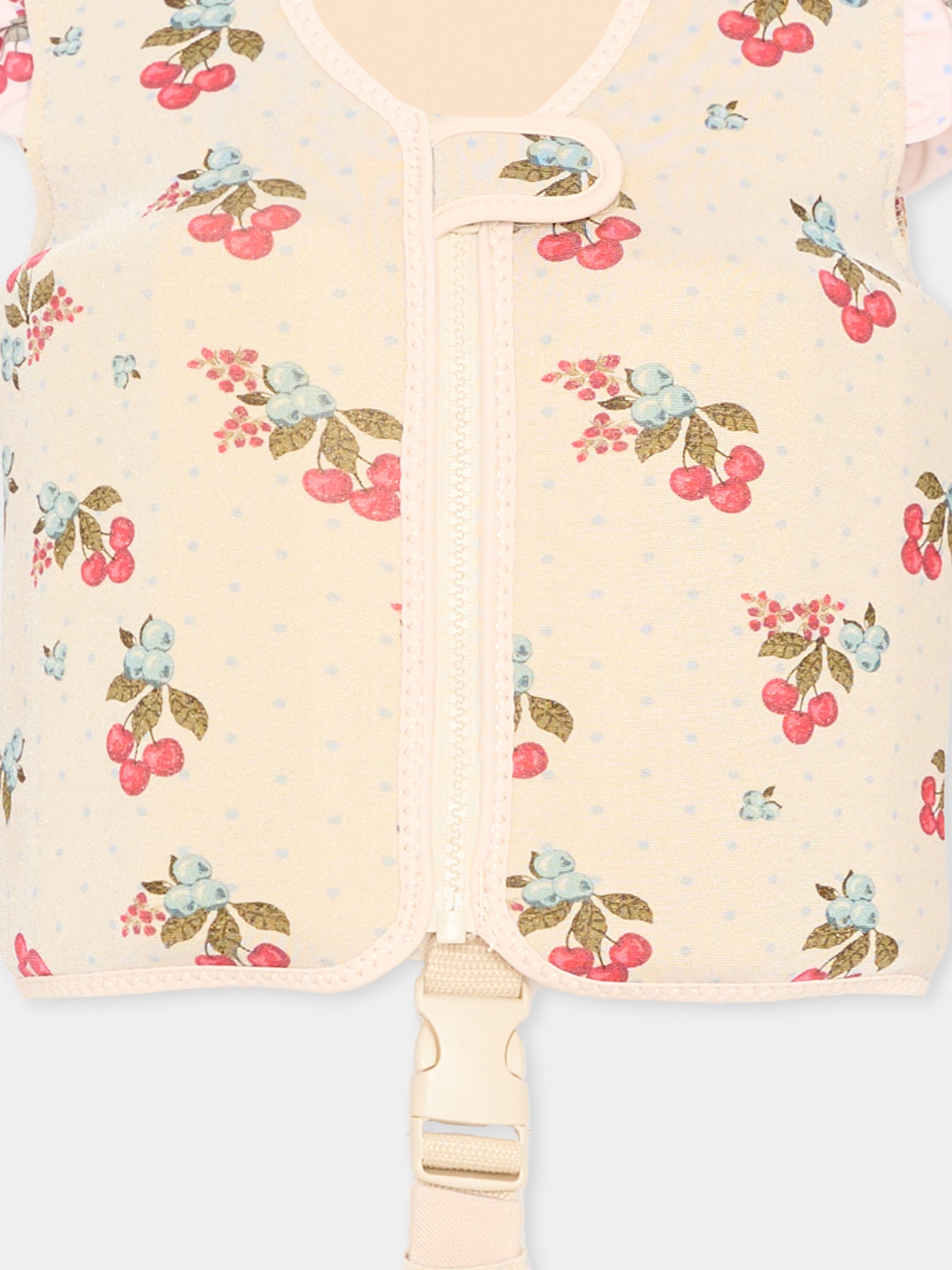 Giubbotto salvagente beige per bambina con pois,Konges Sløjd,KS104652 MARMELATTA