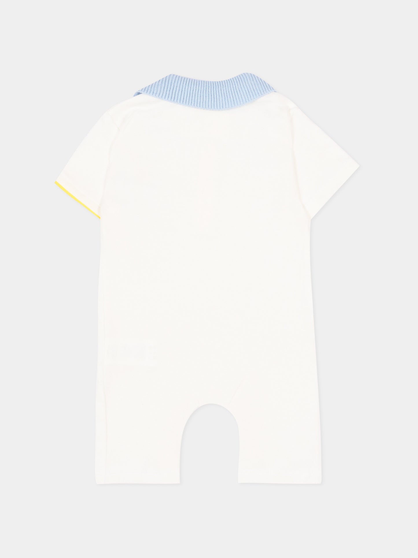 Pagliaccetto avorio per neonato con cavalluccio marino,Gensami,ROSHORT-SEAHORSE-J OFF WHITE +  SKY BLUE