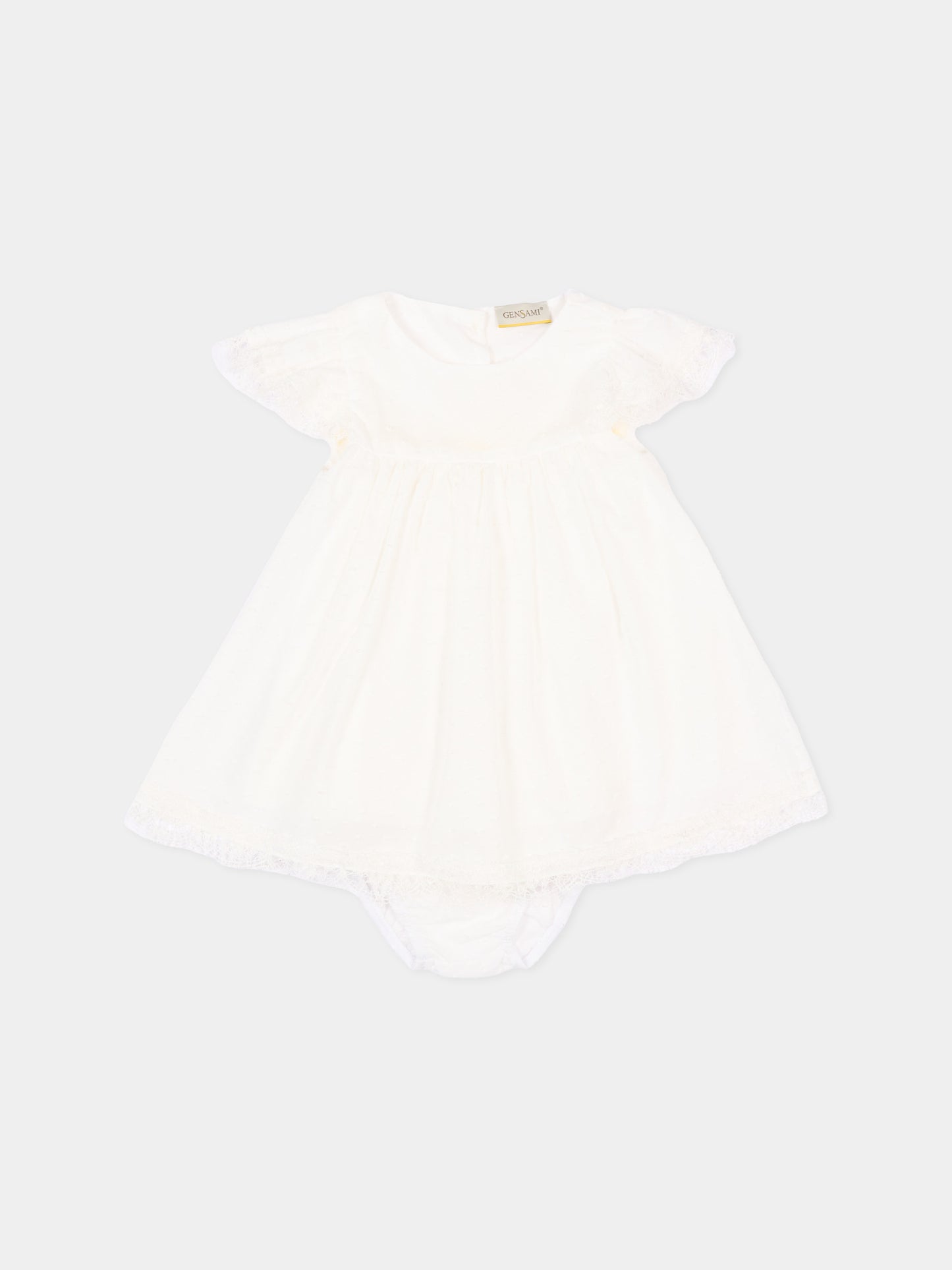 Completo elegante avorio per neonata con pizzo,Gensami,BL-PLUM-F-CO OFF WHITE