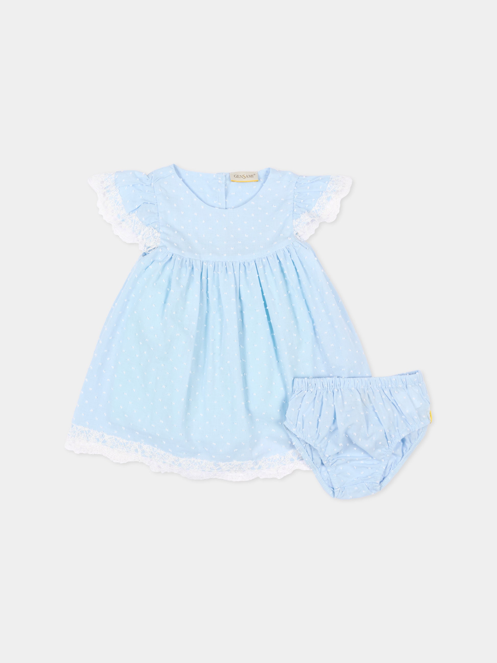Completo azzurro per neonata con pizzo,Gensami,BL-PLUM-F-CO SKY BLUE
