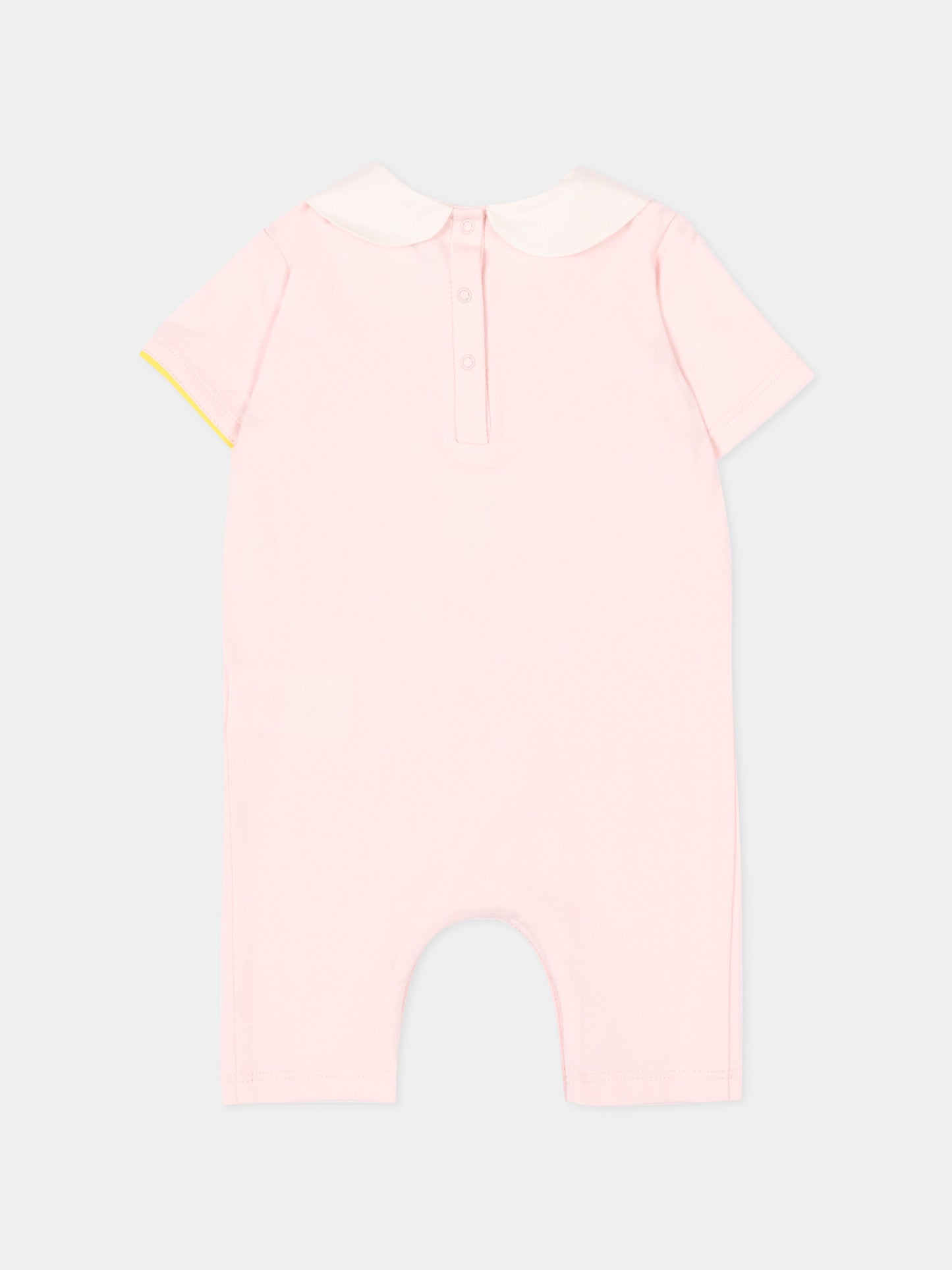 Pagliaccetto rosa per neonata con ricamo alpaca,Gensami,ROSHORT-ALP-J LIGHT PINK