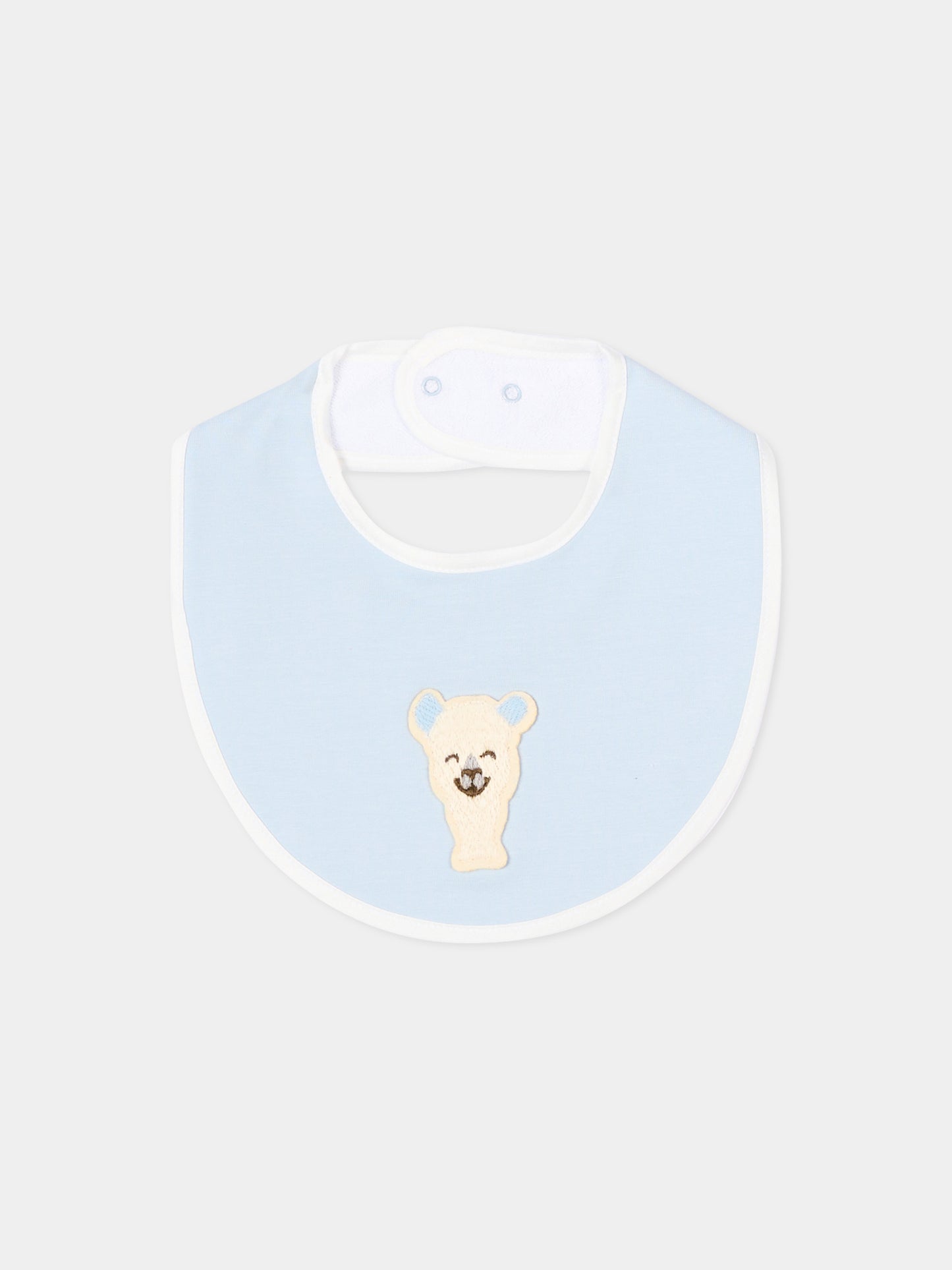 Bavaglino celeste con ricamo alpaca,Gensami,BIB-ALP-J LIGHT BLUE