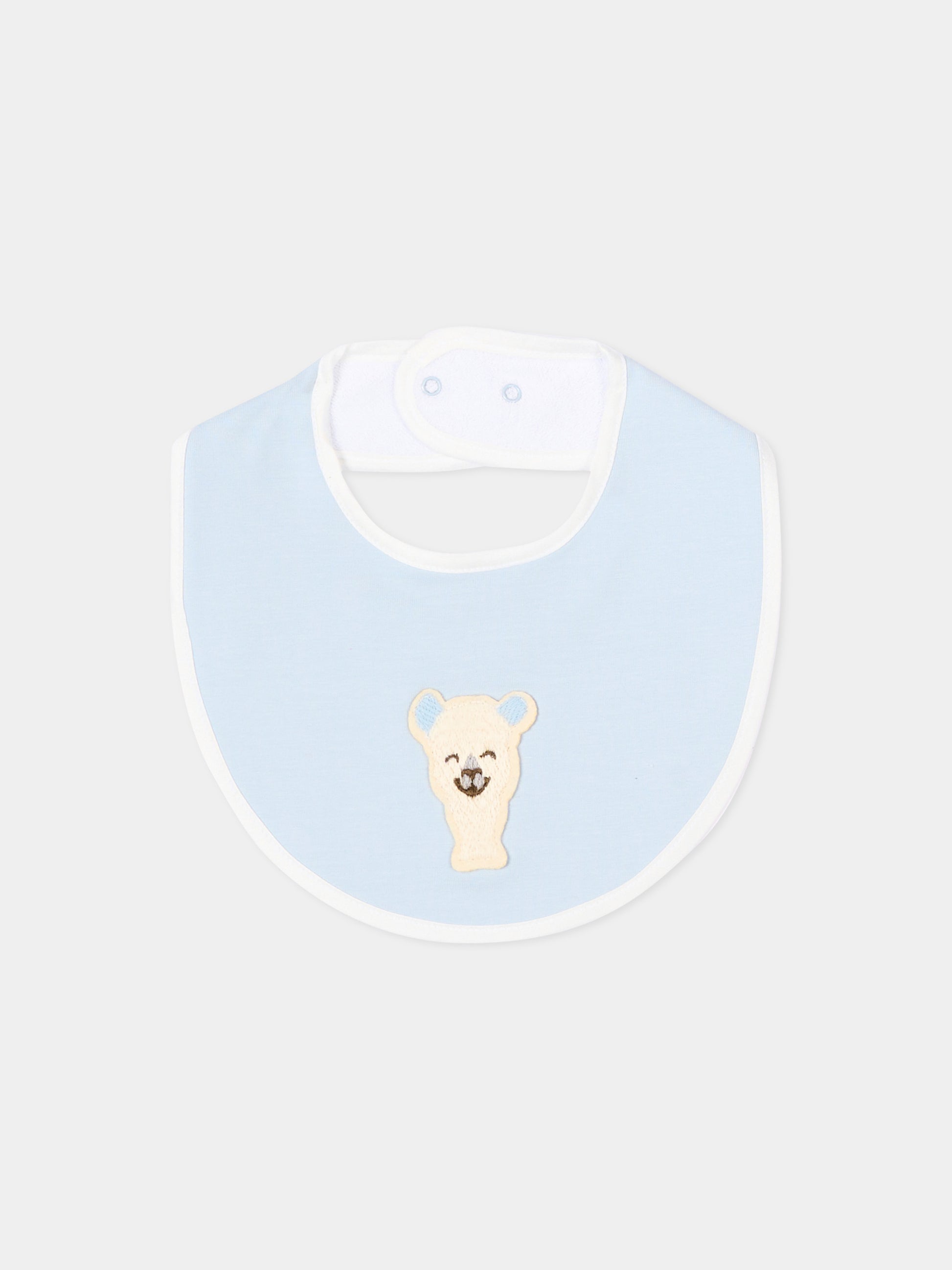Bavaglino celeste con ricamo alpaca,Gensami,BIB-ALP-J LIGHT BLUE