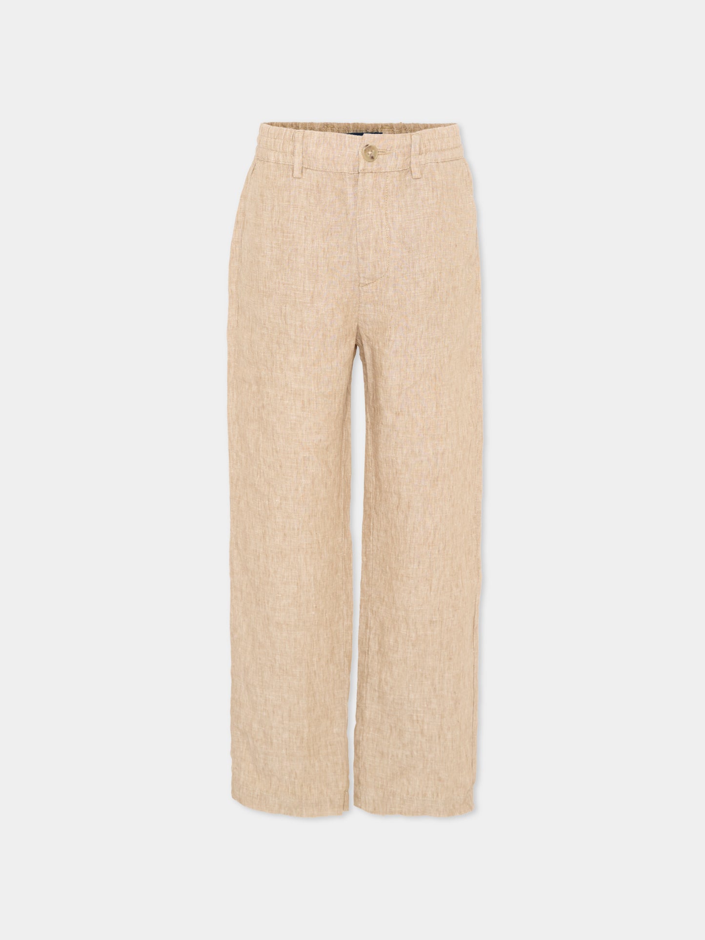 Pantaloni eleganti beige per bambino in lino,Paul & Shark Junior,WUP007 LUA04 20170