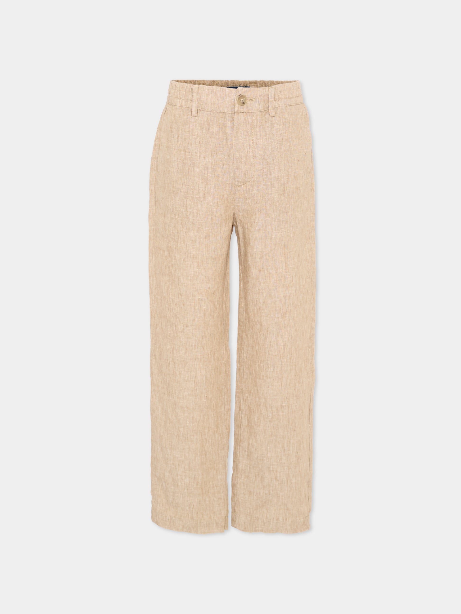 Pantaloni eleganti beige per bambino in lino,Paul & Shark Junior,WUP007 LUA04 20170