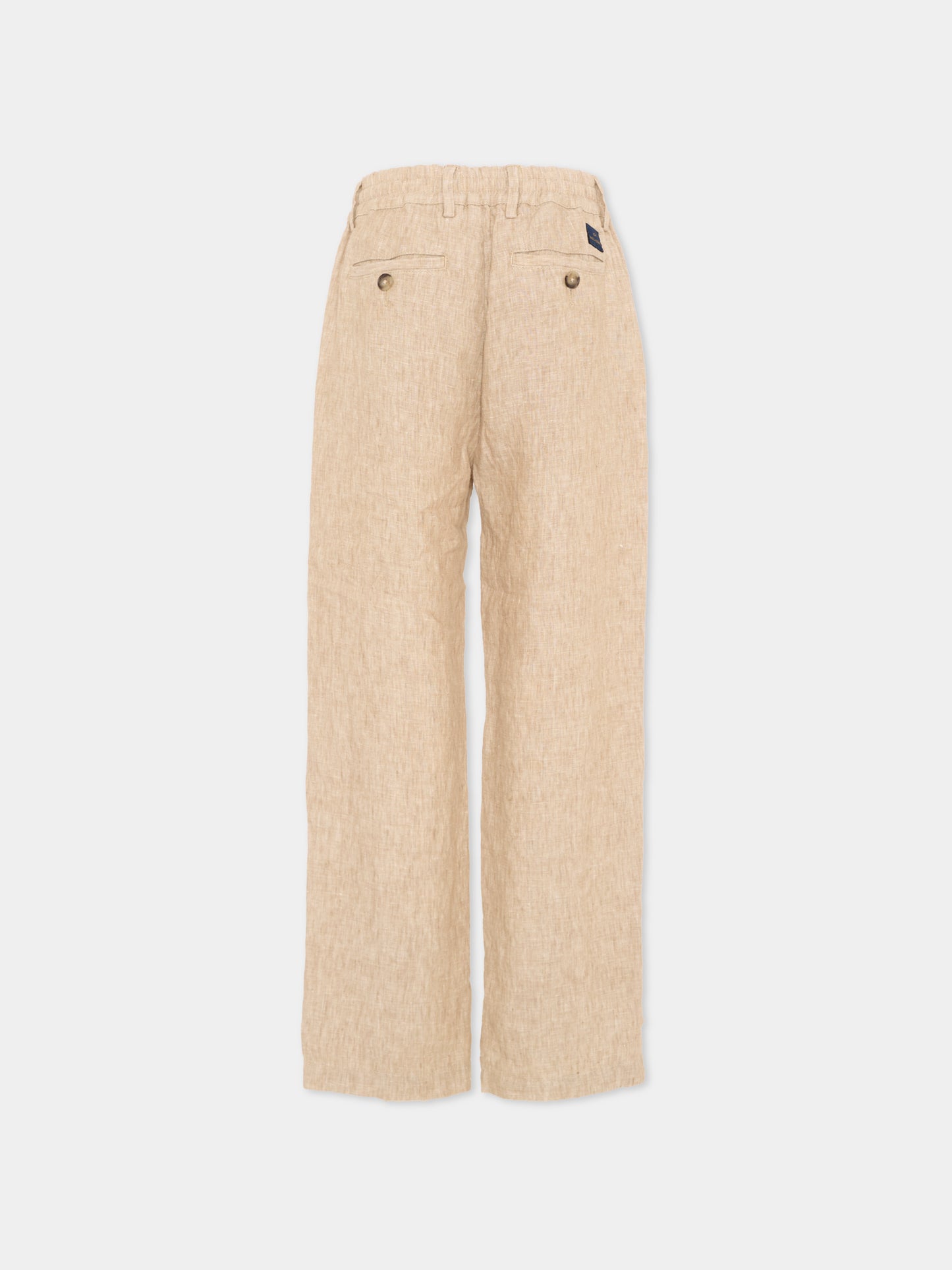 Pantaloni eleganti beige per bambino in lino,Paul & Shark Junior,WUP007 LUA04 20170