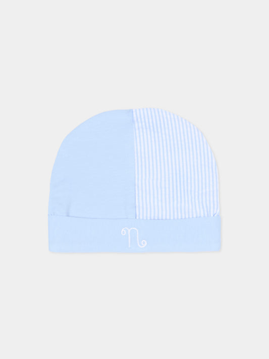 Cappello azzurro per neonato a righe,Nanán,E26131A