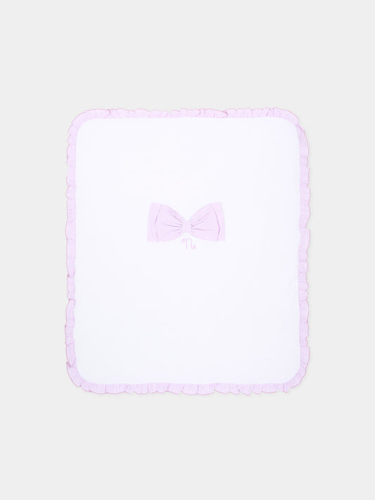 Coperta bianca per neonata con fiocco,Nanán,E26476L