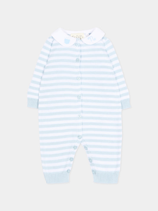 Tutina azzurra a righe per neonato