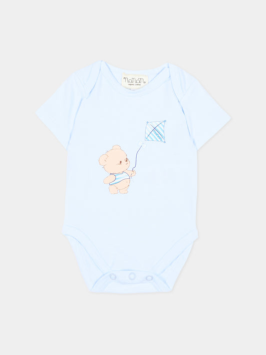 Body azzurro per neonato con orsetto,Nanán,E26014A