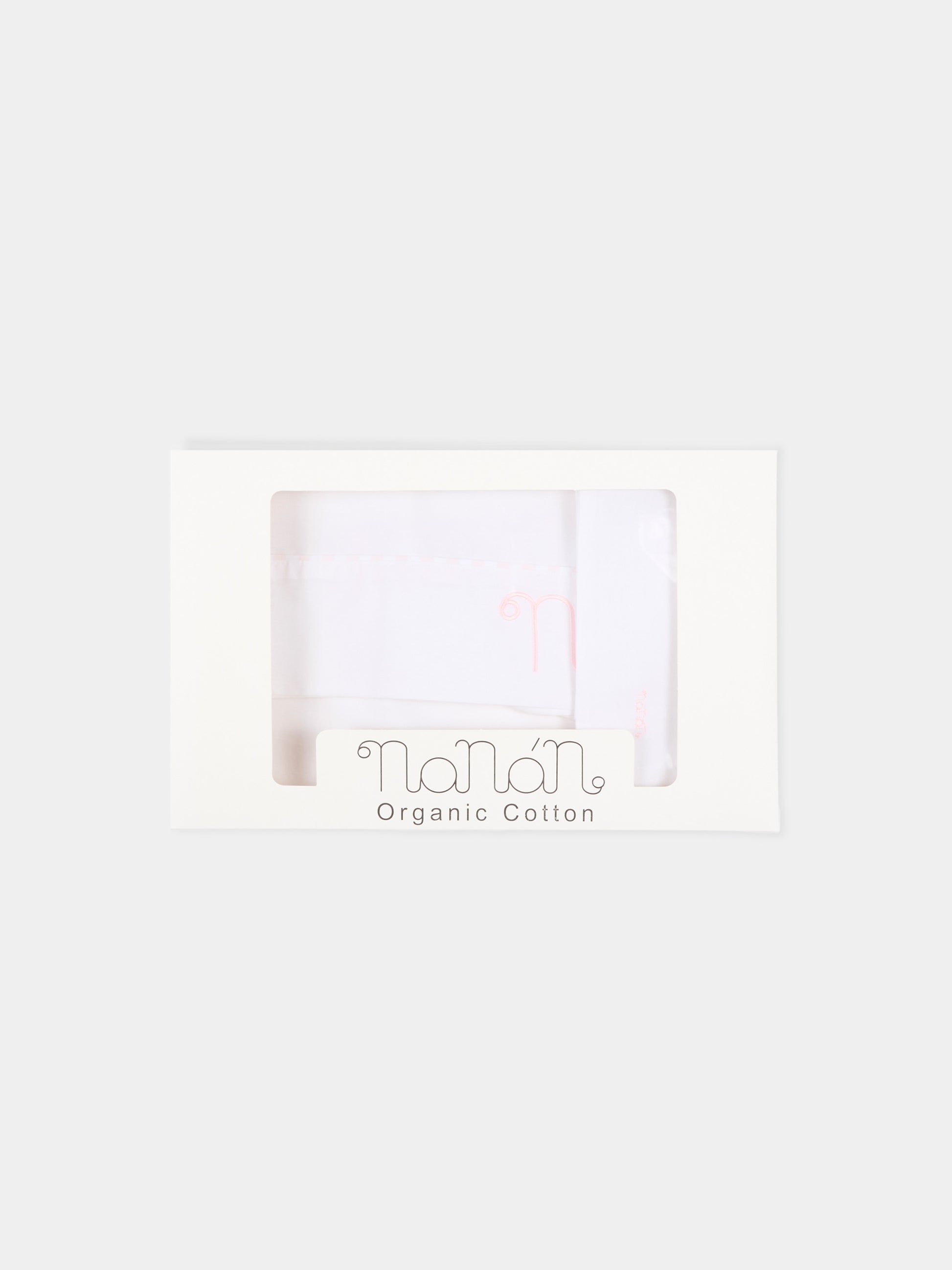Lenzuola bianche per neonata con profili rosa,Nanán,E26407R
