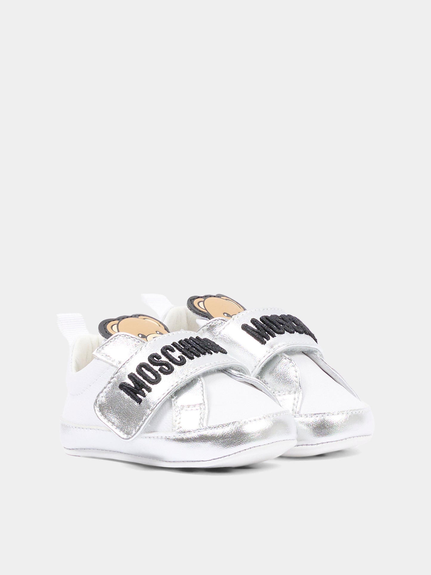 Sneakers basse argento per neonata con logo,Moschino Kids,82900 - VAR5