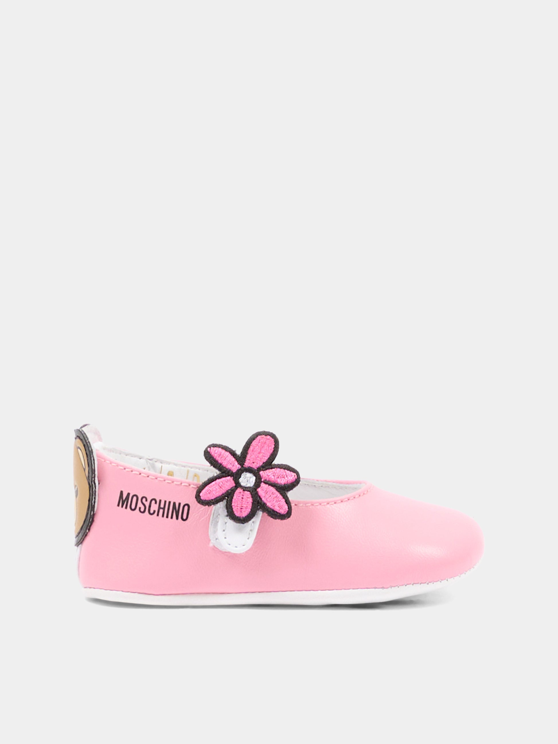 Ballerina rosa per neonata con fiore,Moschino Kids,82886 - VAR1
