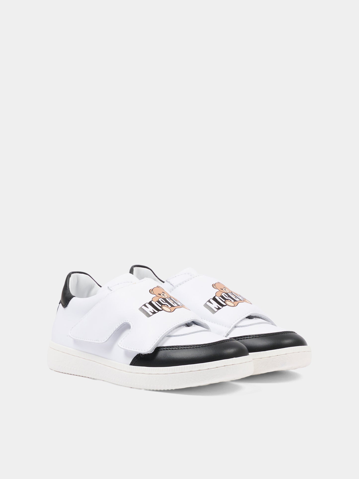 Sneakers basse bianche per bambino,Moschino Kids,83057 - VAR1