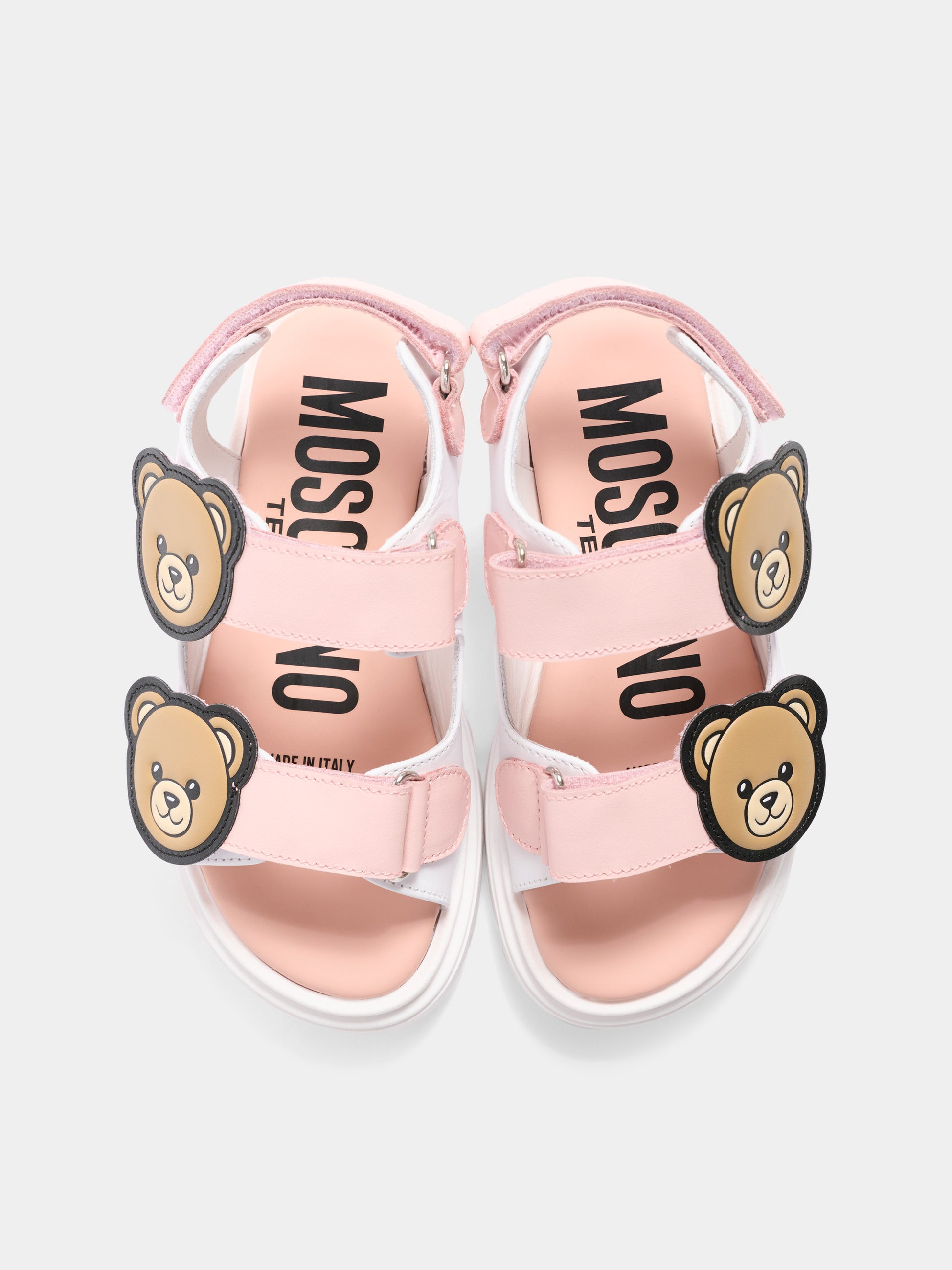 Sandali bianchi per bambina con teddy bear,Moschino Kids,83027 - VAR4